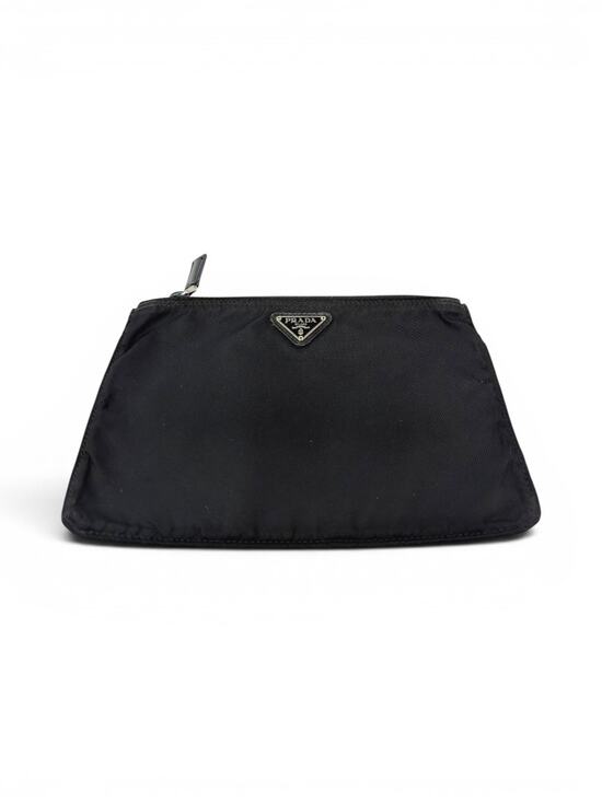 Prada Handbags - Prada Black Tessuto Nylon Zip Cosmetic Pouch Makeup Bag Clutch